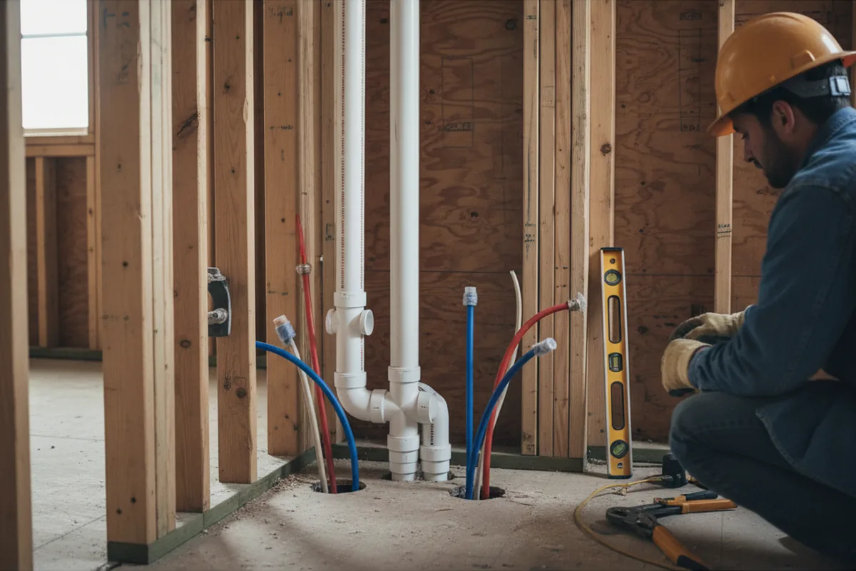 Drain and supply rough-in during Sump Pump Repair in Glenham